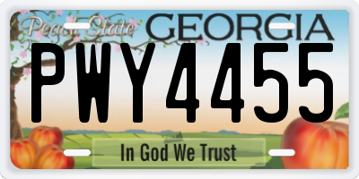 GA license plate PWY4455