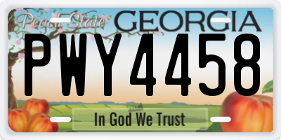 GA license plate PWY4458