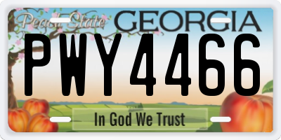 GA license plate PWY4466