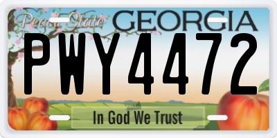 GA license plate PWY4472