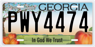 GA license plate PWY4474