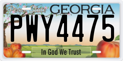 GA license plate PWY4475