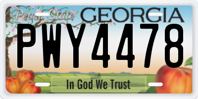 GA license plate PWY4478