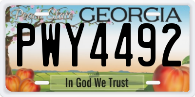 GA license plate PWY4492