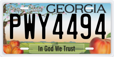 GA license plate PWY4494