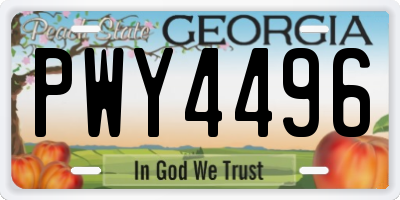 GA license plate PWY4496
