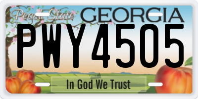 GA license plate PWY4505