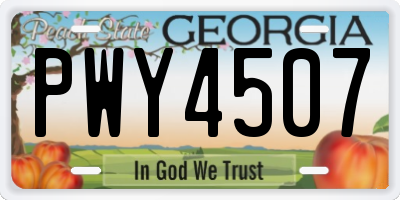 GA license plate PWY4507