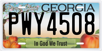GA license plate PWY4508