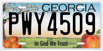 GA license plate PWY4509