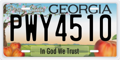 GA license plate PWY4510
