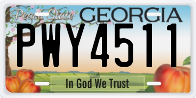 GA license plate PWY4511