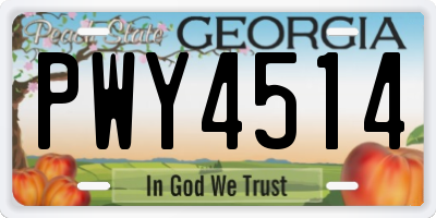 GA license plate PWY4514