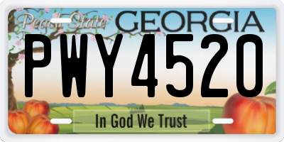 GA license plate PWY4520