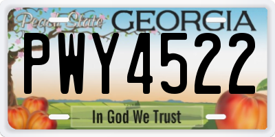 GA license plate PWY4522