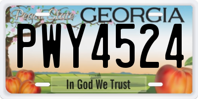 GA license plate PWY4524