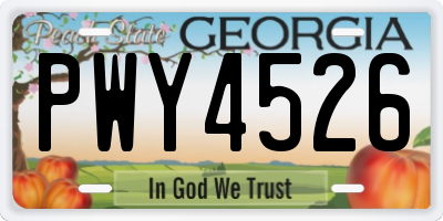 GA license plate PWY4526