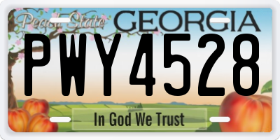 GA license plate PWY4528