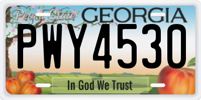 GA license plate PWY4530