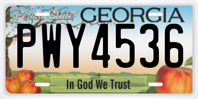 GA license plate PWY4536