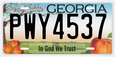 GA license plate PWY4537