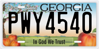 GA license plate PWY4540