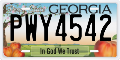 GA license plate PWY4542