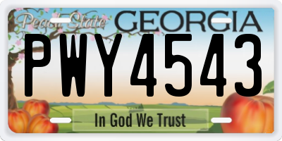 GA license plate PWY4543