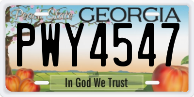 GA license plate PWY4547