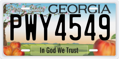 GA license plate PWY4549