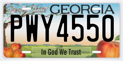 GA license plate PWY4550