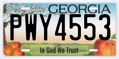 GA license plate PWY4553