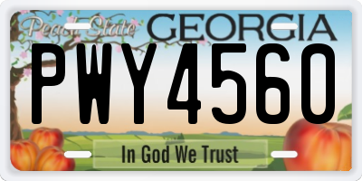 GA license plate PWY4560