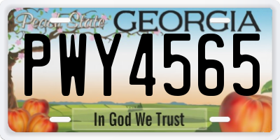 GA license plate PWY4565