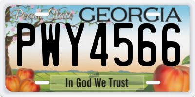 GA license plate PWY4566