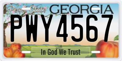 GA license plate PWY4567