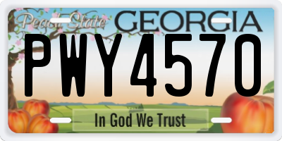 GA license plate PWY4570