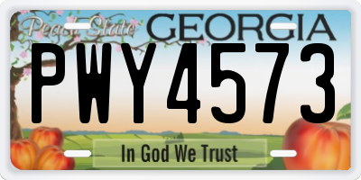 GA license plate PWY4573