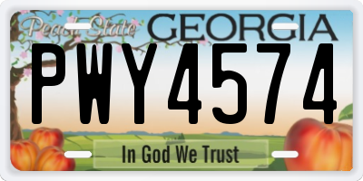 GA license plate PWY4574