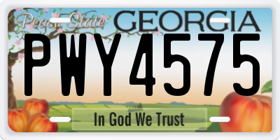 GA license plate PWY4575
