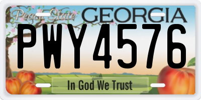 GA license plate PWY4576