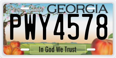 GA license plate PWY4578