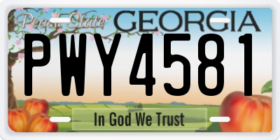 GA license plate PWY4581