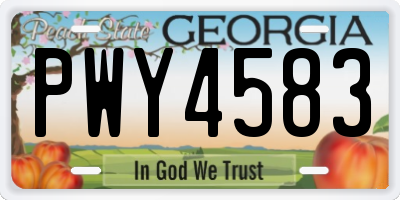 GA license plate PWY4583