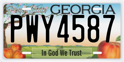 GA license plate PWY4587