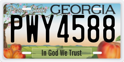 GA license plate PWY4588
