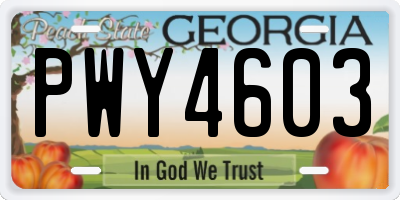 GA license plate PWY4603