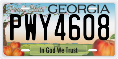 GA license plate PWY4608