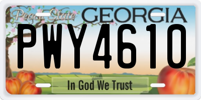 GA license plate PWY4610