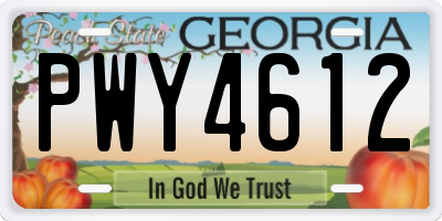 GA license plate PWY4612